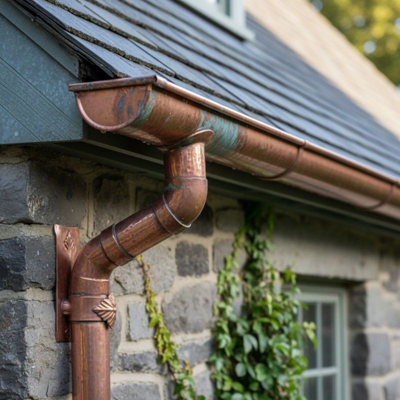 Copper Downspout Installation